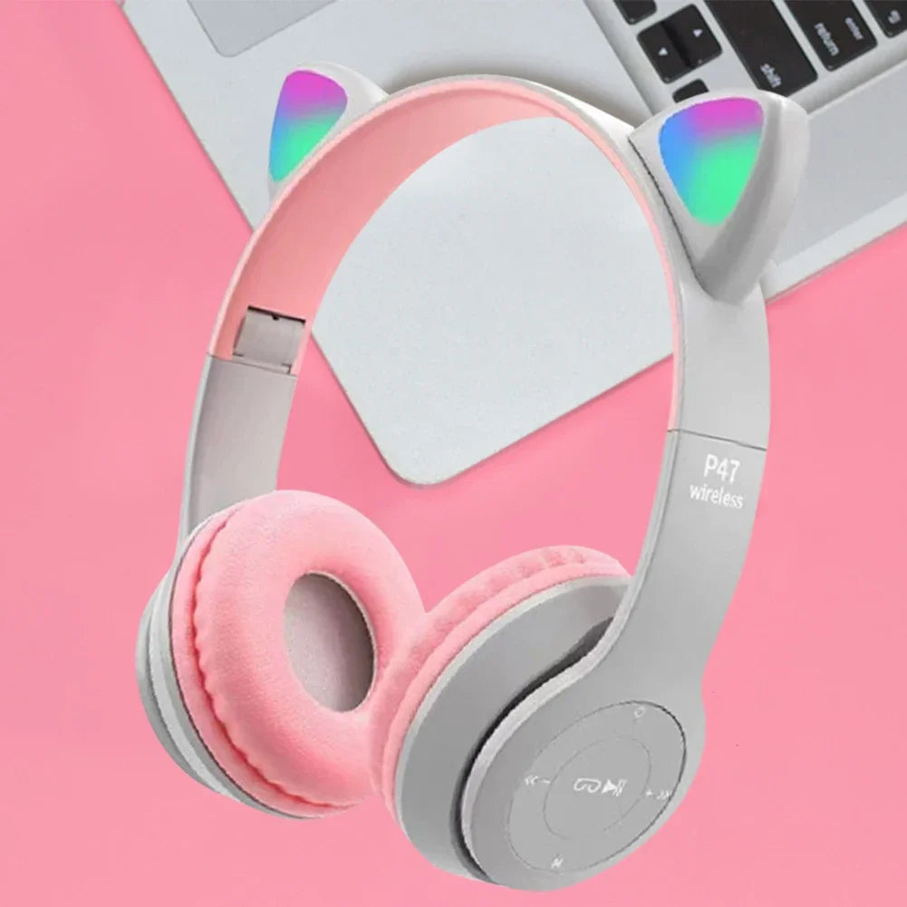 Cute Cat Ear Bluetooth Headphones – Wireless LED Headset