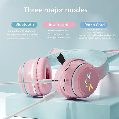 Gradient RGB Cat Ear Wireless Headphones