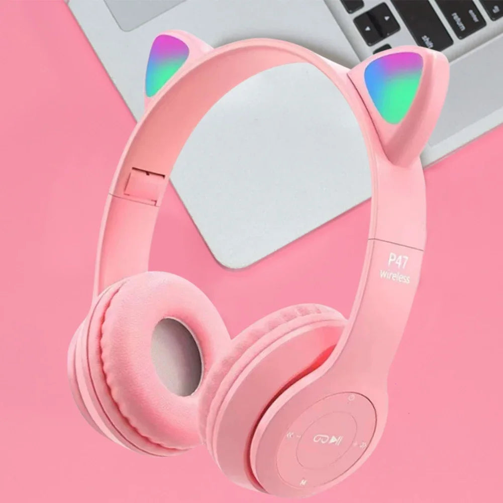 Cute Cat Ear Bluetooth Headphones – Wireless LED Headset
