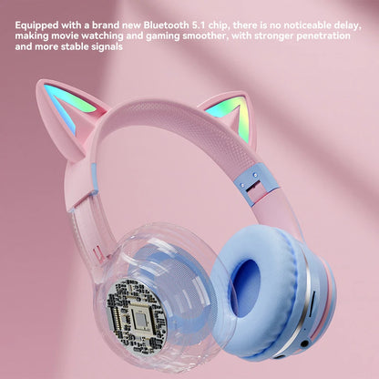 Gradient RGB Cat Ear Wireless Headphones