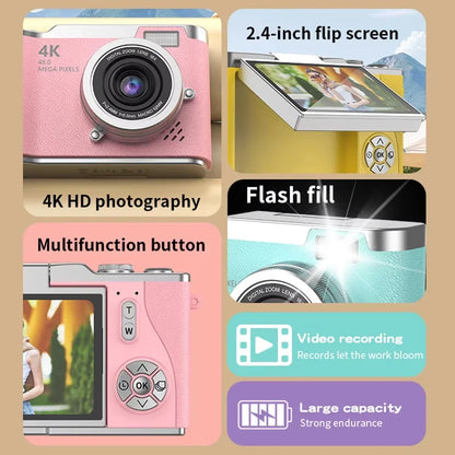 RS2 48MP Flip Screen Digital Camera + Stickers