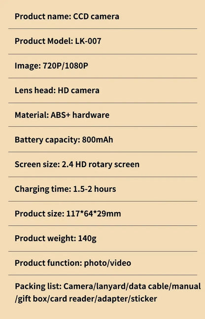 RS2 48MP Flip Screen Digital Camera + Stickers