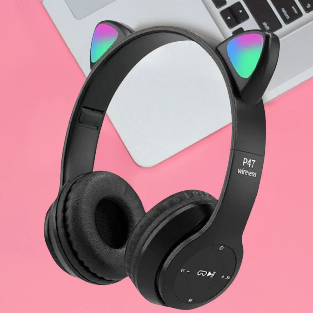 Cute Cat Ear Bluetooth Headphones – Wireless LED Headset