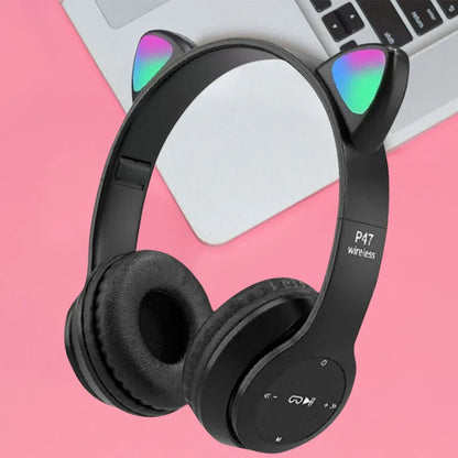 Cute Cat Ear Bluetooth Headphones – Wireless LED Headset