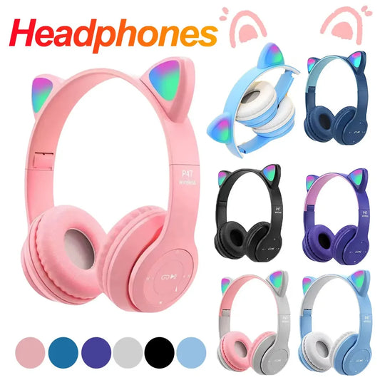Cute Cat Ear Bluetooth Headphones – Wireless LED Headset