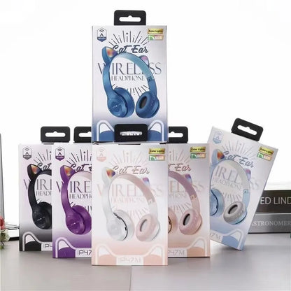 Cute Cat Ear Bluetooth Headphones – Wireless LED Headset