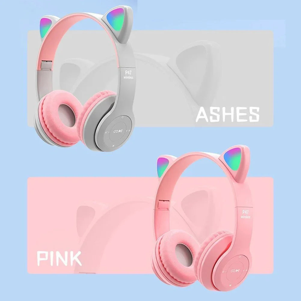Cute Cat Ear Bluetooth Headphones – Wireless LED Headset