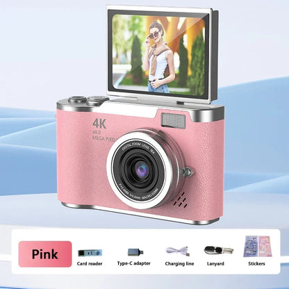 RS2 48MP Flip Screen Digital Camera + Stickers