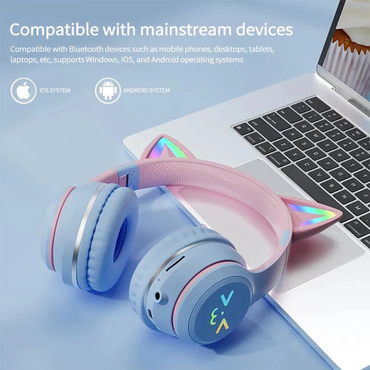 Gradient RGB Cat Ear Wireless Headphones
