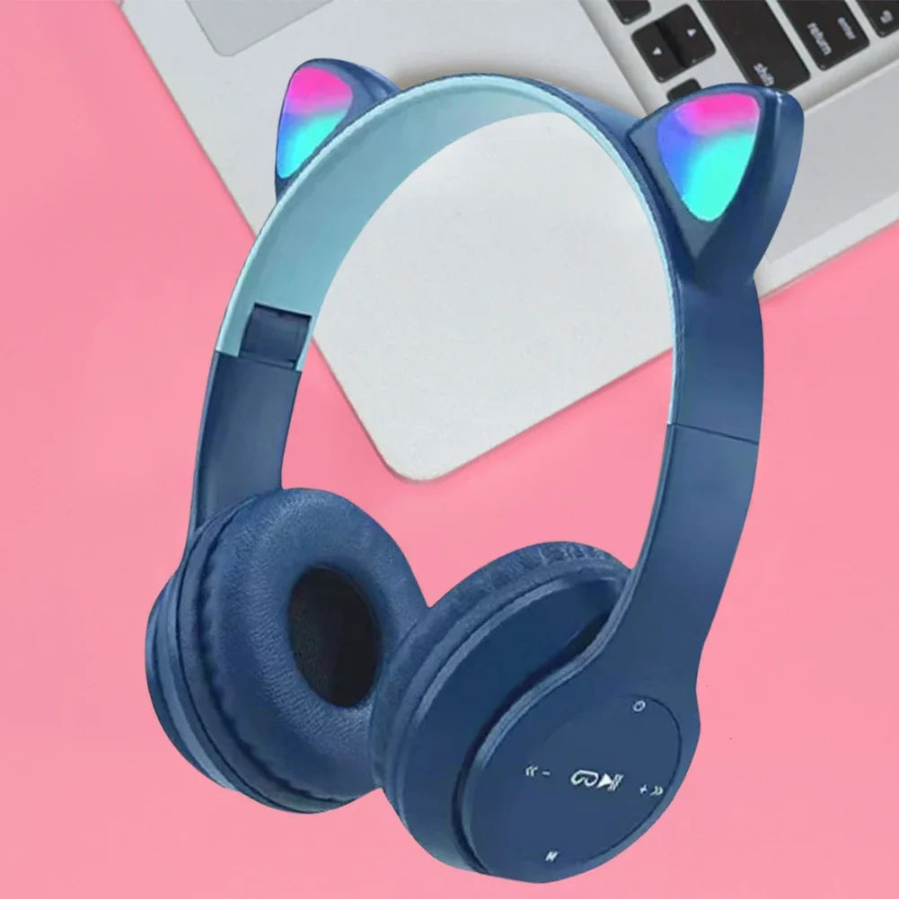 Cute Cat Ear Bluetooth Headphones – Wireless LED Headset