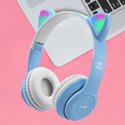 Cute Cat Ear Bluetooth Headphones – Wireless LED Headset
