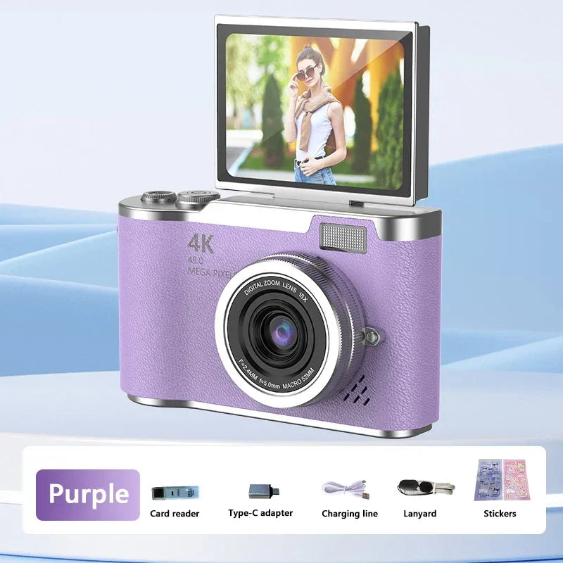 RS2 48MP Flip Screen Digital Camera + Stickers