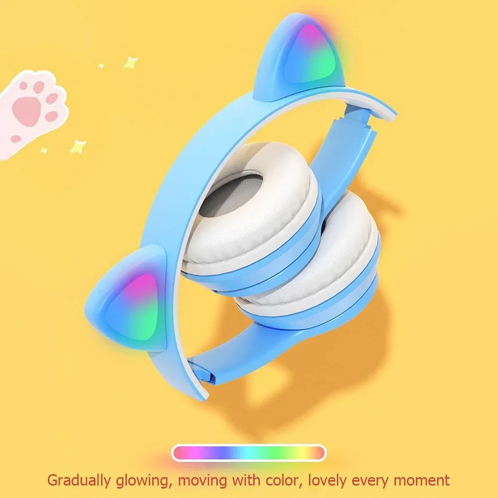 Cute Cat Ear Bluetooth Headphones – Wireless LED Headset